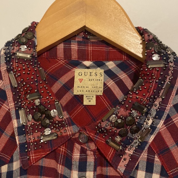 Guess Cotton Flannel Plaid Shirt - Picture 2 of 6